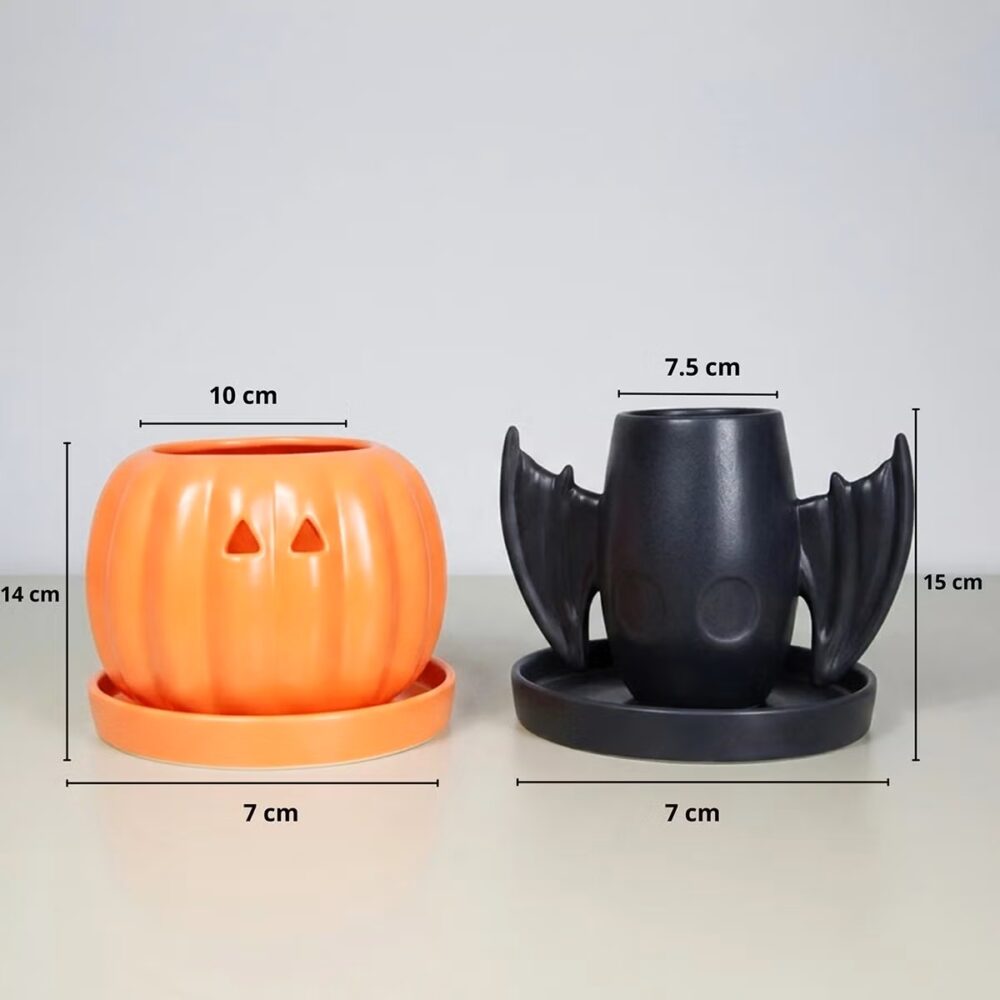 503666757500958 Estudio Floga, Macetas Tipo Halloween de Cerámica 2 piezas