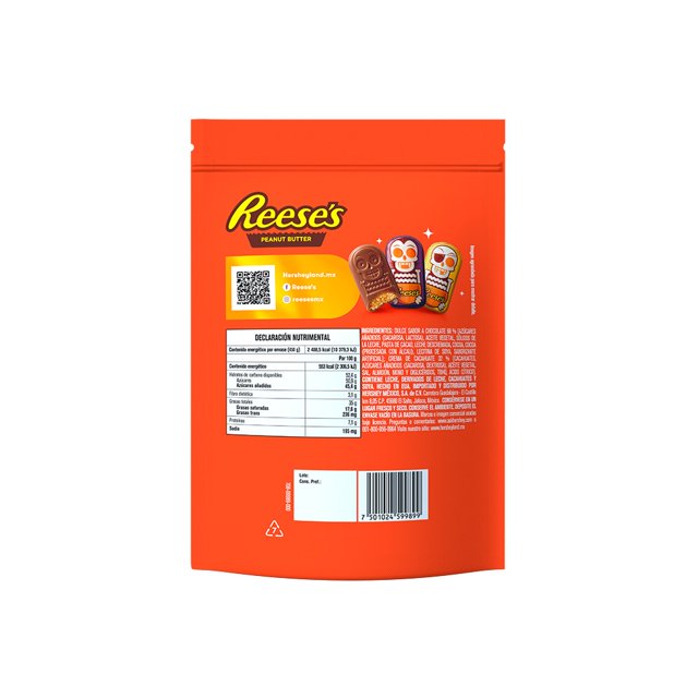 Chocolate dulce Reese's relleno crema de cacahuate para Halloween 450 g