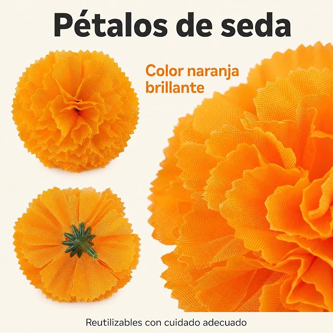 813YCg2ISfL._AC_SX679_ 60pcs Cempasúchil de Día de los Muertos 9cm con 60 Tallos