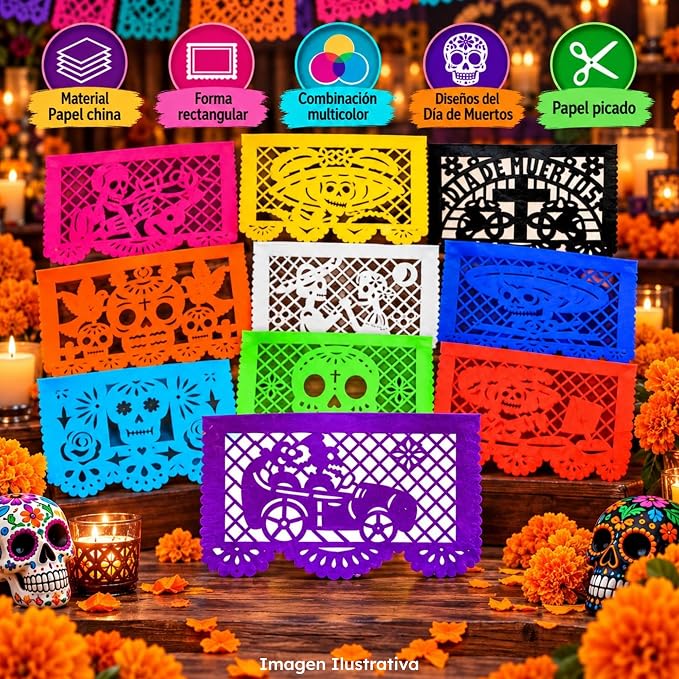 81S8qacSKhL._AC_SX679_ 100 Pack Papel Picado de Dia de Muertos